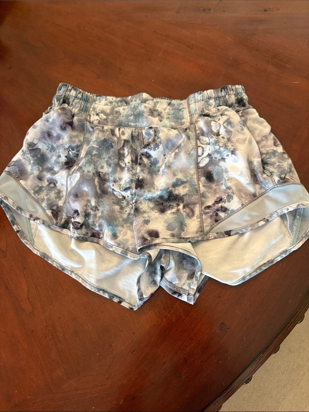 lululemon athletica Blue Gray Watercolor Athletic Shorts